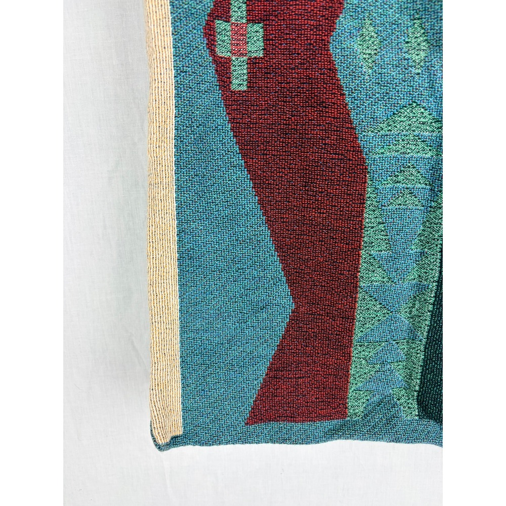 Southwestern Woven Tapestry 2 Pillow Covers Teal Burgundy Geometric Mountain - Picture 6 of 16